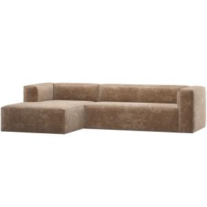 Canapé d'angle gauche en tissu chenille taupe