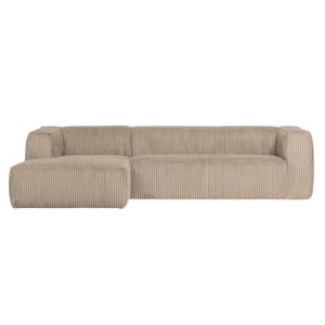 Canapé d'angle gauche en velours cotelé beige L305 cm