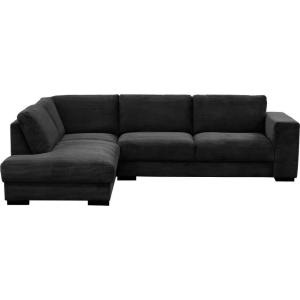 Canapé d'angle gauche en velours côtelé luxe 5 places, noir…