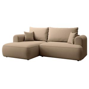 Canapé d'angle gauche, en velours Easy-Clean, beige