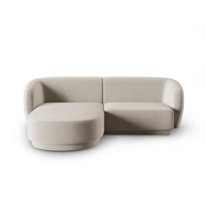 Canapé d'angle gauche modulable 3 places en velours beige