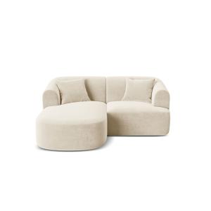 Canapé d'angle gauche modulable 3 places en velours beige c…
