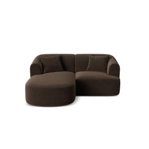 Canapé d'angle gauche modulable 3 places en velours chocola…