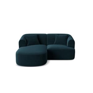 Canapé d'angle gauche modulable 3 places en velours pétrole…