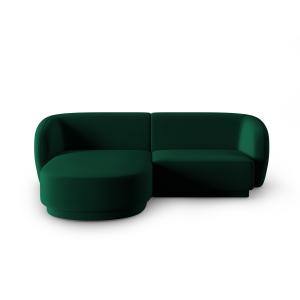 Canapé d'angle gauche modulable 3 places en velours vert bo…