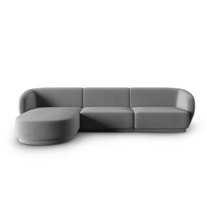 Canapé d'angle gauche modulable 4 places en velours gris