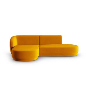 Canapé d'angle gauche modulable 4 places en velours jaune