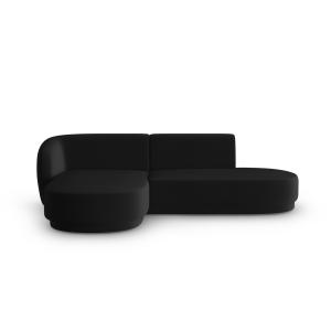 Canapé d'angle gauche modulable 4 places en velours noir