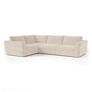 Canapé d'angle gauche modulable 5-6 places tissu tramé doux…