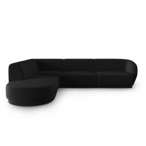 Canapé d'angle gauche modulable 5 places en velours noir