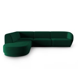 Canapé d'angle gauche modulable 5 places en velours vert bo…