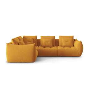 Canapé d'angle gauche modulaire 3 places en velours jaune