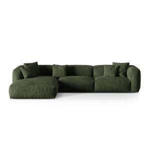 Canapé d'angle gauche modulaire 3 places en velours vert