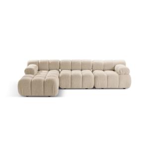 Canapé d'angle gauche modulaire 4 places en bouclé beige cl…