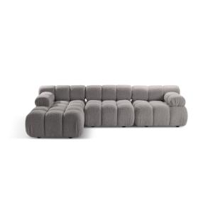 Canapé d'angle gauche modulaire 4 places en bouclé gris cla…
