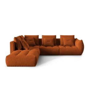 Canapé d'angle gauche modulaire 4 places en velours terraco…