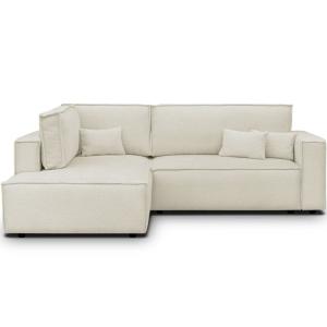 Canapé d'angle gauche ouvert convertible 3 pl., tissu boucl…