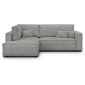 Canapé d'angle gauche ouvert convertible 3 pl., tissu boucl…