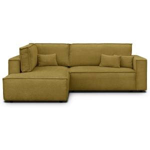 Canapé d'angle gauche ouvert convertible 3 pl., tissu boucl…