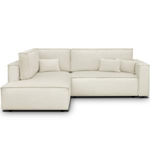 Canapé d'angle gauche ouvert convertible 3 pl., tissu cheni…