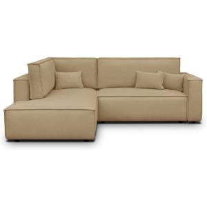 Canapé d'angle gauche ouvert convertible 3 pl., tissu cheni…