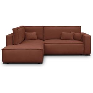 Canapé d'angle gauche ouvert convertible 3 pl., tissu cheni…