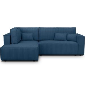 Canapé d'angle gauche ouvert convertible 3 pl., velours côt…