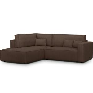Canapé d'angle gauche ouvert convertible 3 pl., velours côt…