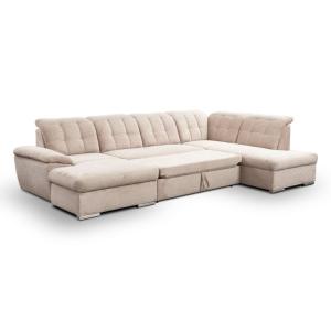 Canapé d’angle gauche panoramique lit 4 P- velours côtelé b…