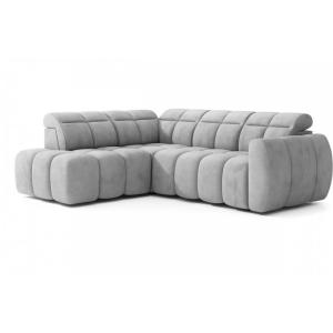 Canapé d'angle gauche profondeur réglable  velours gris 5 p…