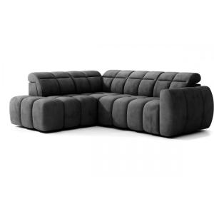 Canapé d'angle gauche réglable, velours gris foncé 5 places…