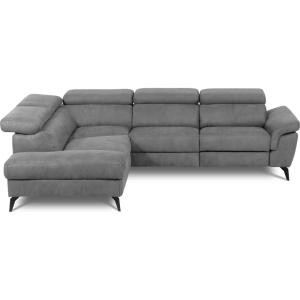 Canapé d'angle gauche relax électrique tissu gris foncé 5 p…