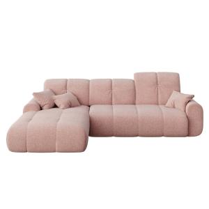 Canapé d'angle gauche  rose poudré 4 places