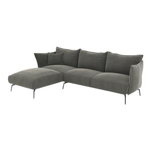 Canapé d'angle gauche velours gris graphite