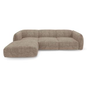Canapé d'angle gauche velours tramé beige