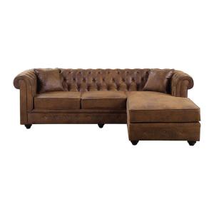 Canapé d'angle microfibre 4 places marron
