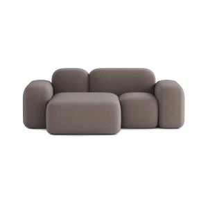 Canapé d'angle modulable 2 places tissu marron