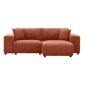 Canapé d'angle modulable 3 places en velours côtelé terraco…