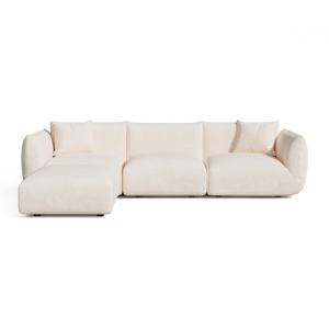 Canapé d'angle modulable 5-6 places velours chenillé crème…