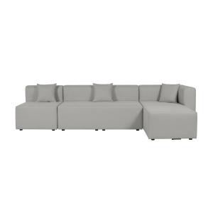 Canapé d'angle modulable 5 places en tissu gris clair