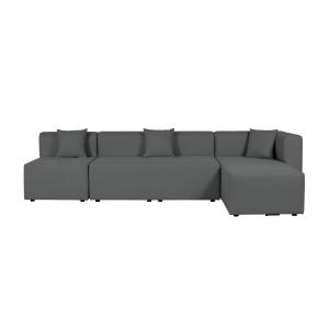 Canapé d'angle modulable 5 places en tissu gris foncé