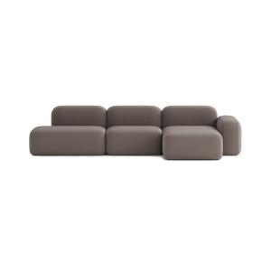 Canapé d'angle modulable 5 places en tissu marron