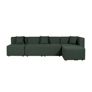 Canapé d'angle modulable 5 places en tissu vert