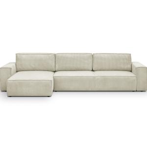 Canapé d’angle modulable 5 places en velours côtelé beige…