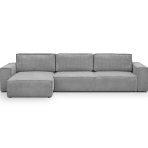 Canapé d'angle modulable 5 places en velours côtelé gris cl…