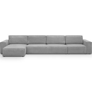 Canapé d'angle modulable convertible 7 places en velours cô…