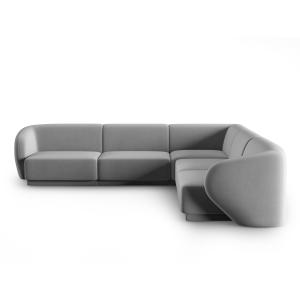 Canapé d'angle modulable symétrique 6 places en velours gri…