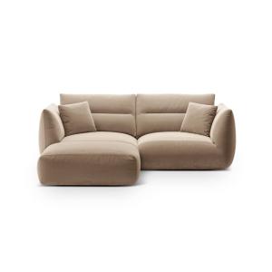 Canapé d'angle modulaire 3 places en velours amande beige