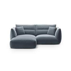 Canapé d'angle modulaire 3 places en velours bleu gris