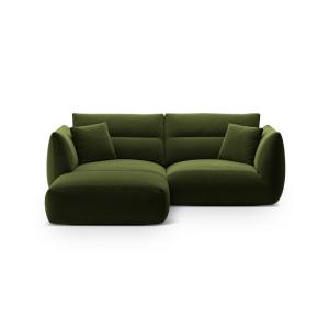 Canapé d'angle modulaire 3 places en velours vert de l'armé…